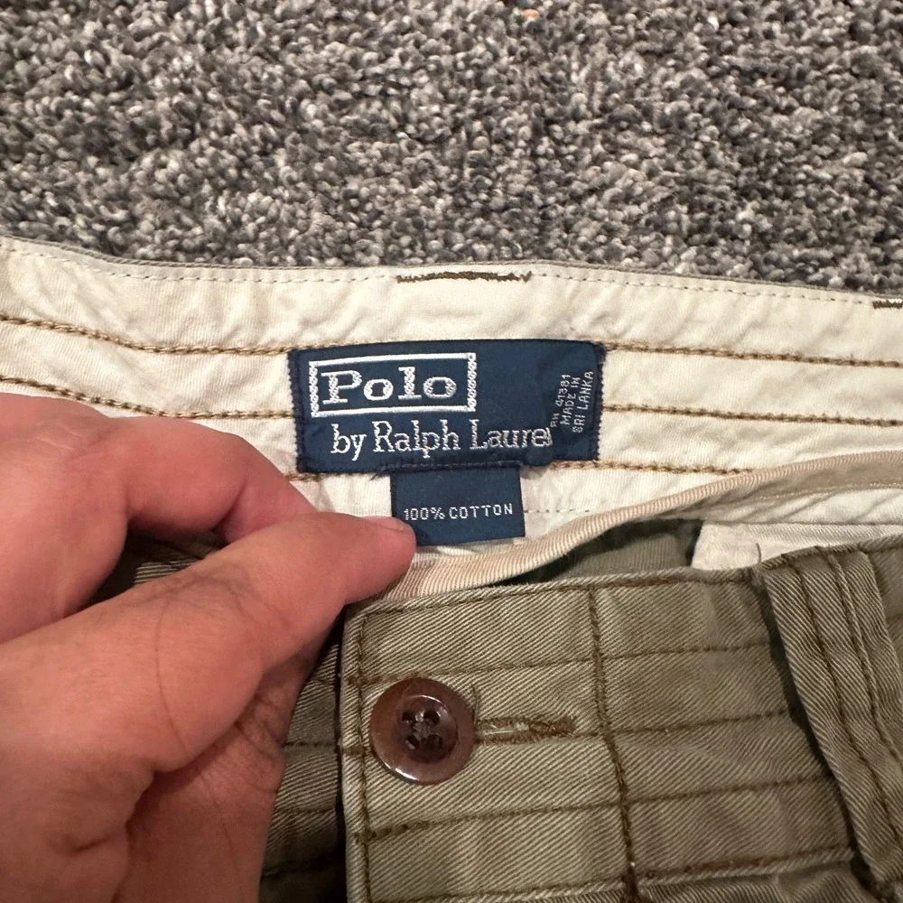 Vintage Polo Raulph Lauren Shorts Mens 35 Cargo Olive Green Surplus Cotton Loose